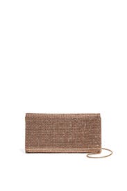Rosegold Cut Crystal Flap Clutch by Sondra Roberts