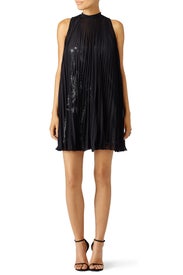 Black Sequin Pleated Shift by Tracy Reese