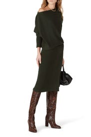 Green Off Shoulder Sweater Dress by Victor Alfaro x RTR