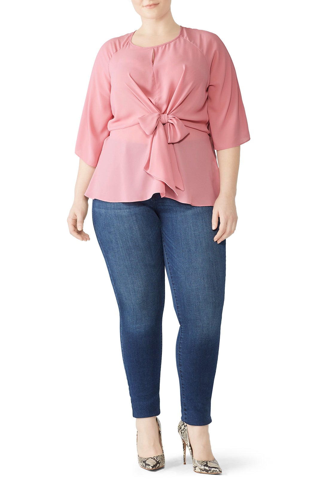 Pink Tie Front Top by City Chic 0