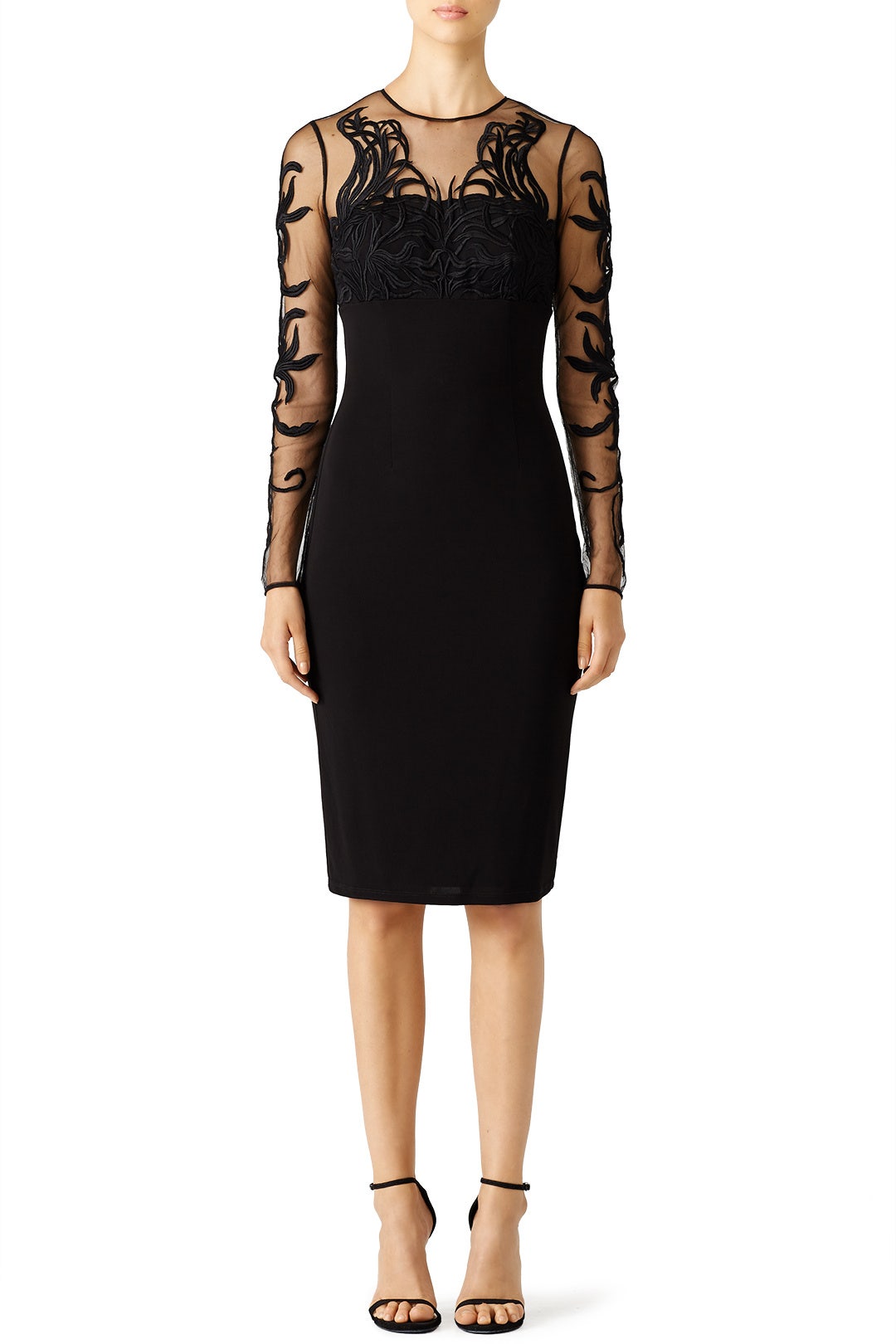 Black Garden Mesh Sheath by David Meister 0