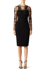 Black Garden Mesh Sheath by David Meister