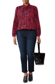 Zebra Tie Neck Blouse by ELOQUII