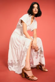 Embroidered Ruffled Maxi Dress by Maje