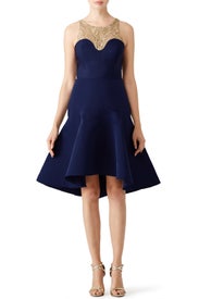 Navy Golden Arch Dress by Marchesa Notte