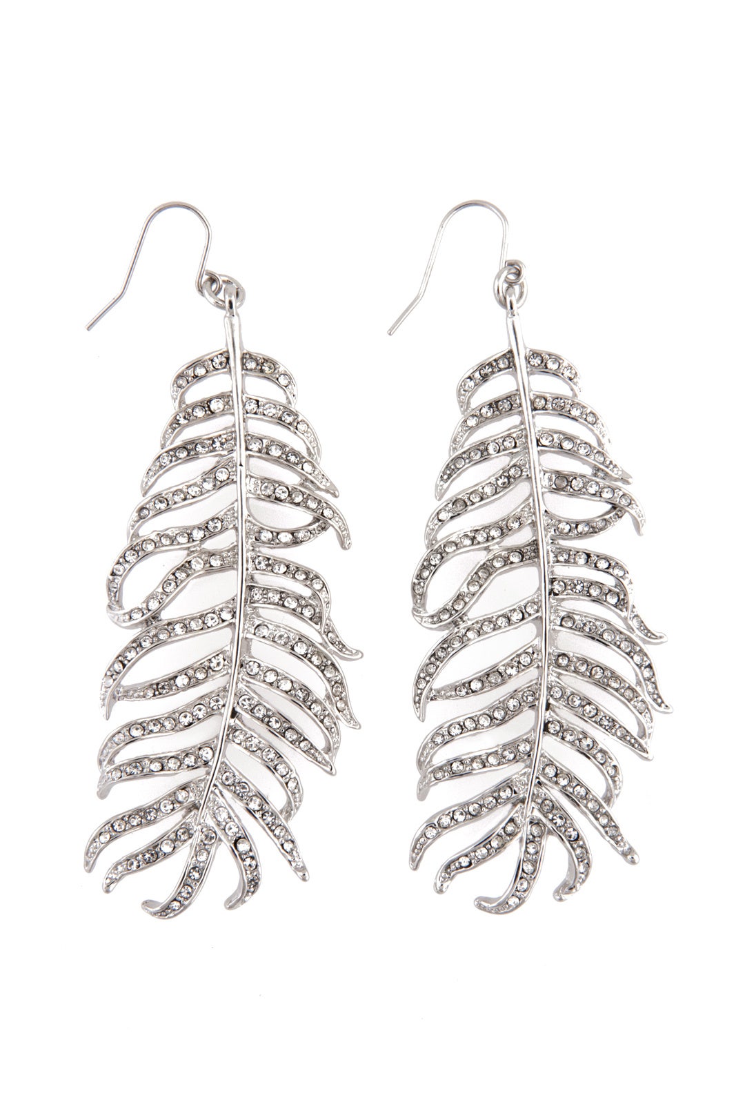 Silver Crystal Feather Earrings by CC Skye 1