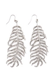 Silver Crystal Feather Earrings by CC Skye