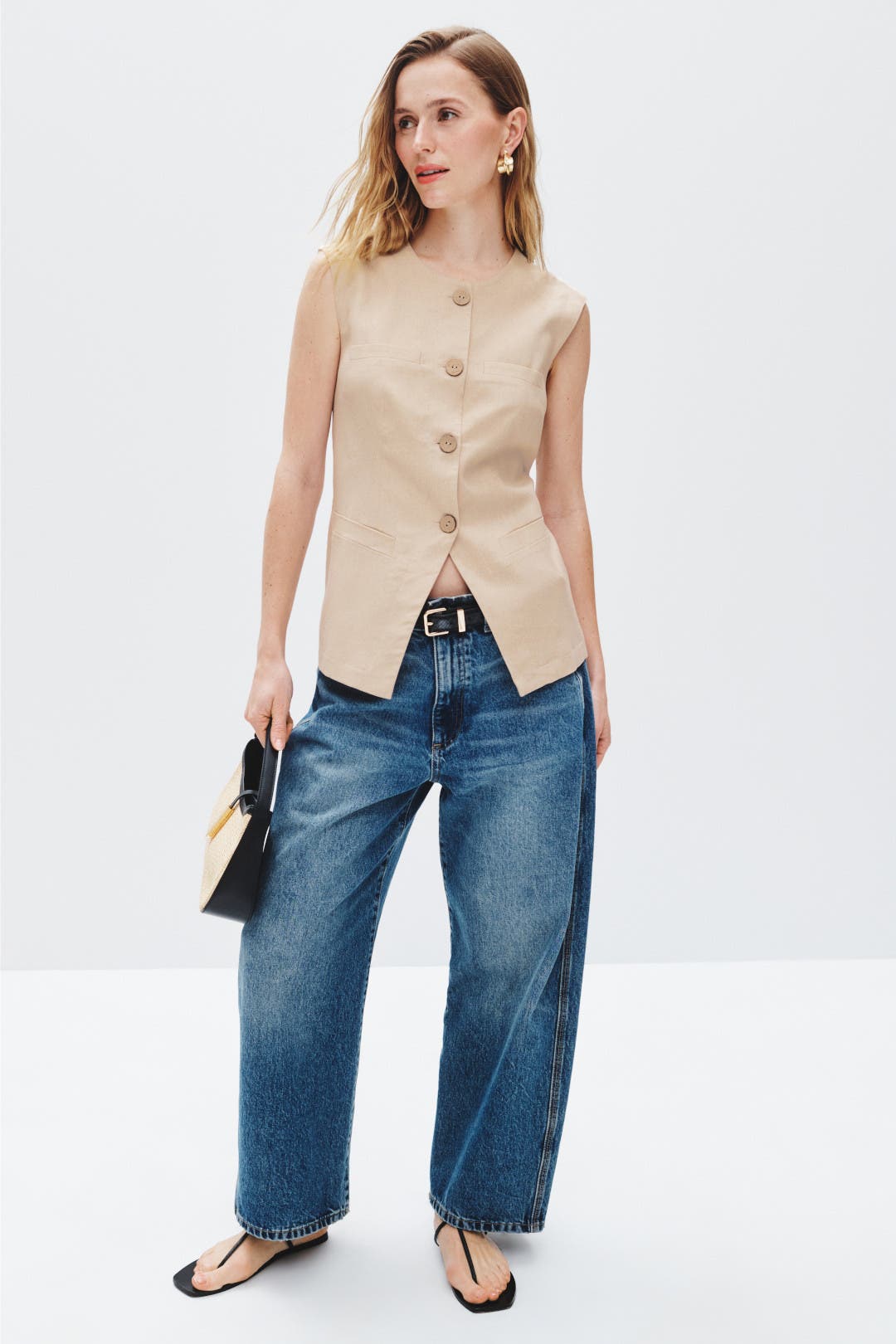 Linen Vest With Pockets by Ellen Tracy | Rent the Runway