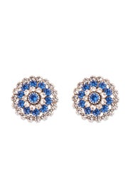 Crystalized Blue Mum Earrings by Janis Savitt
