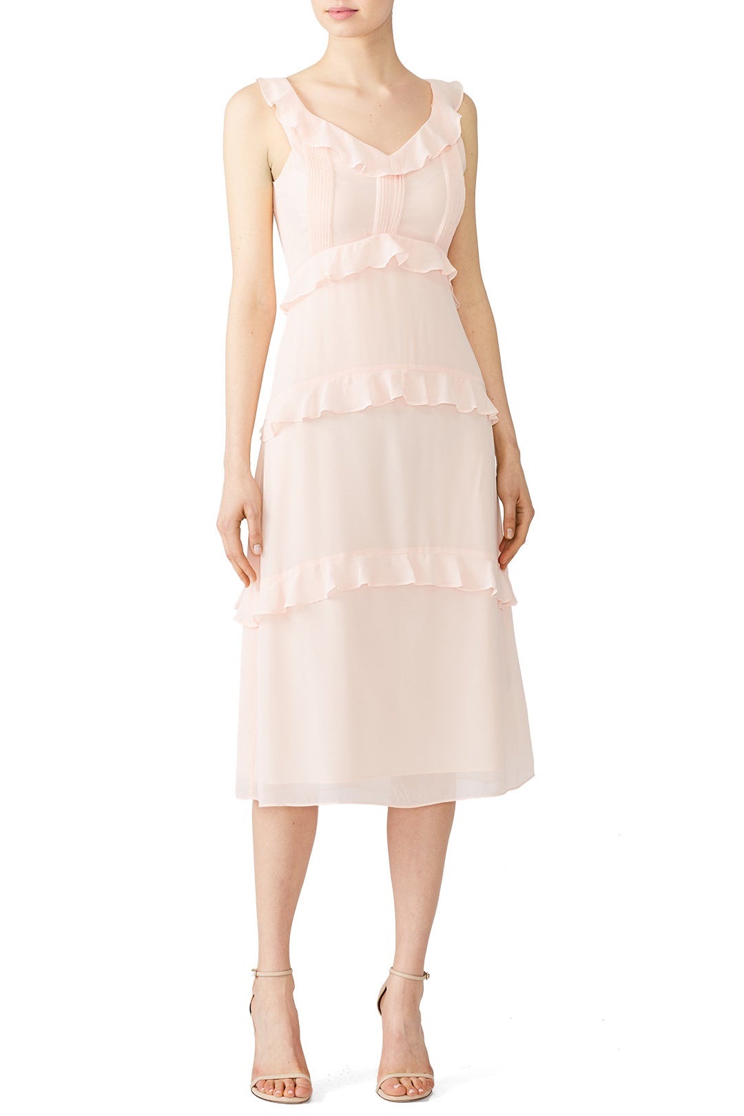 Blush Ruffle Midi Dress by Nicole Miller 0