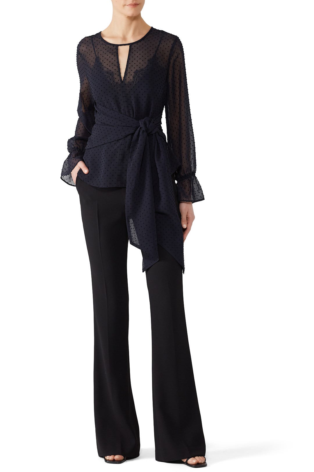 Sheer Clip Dot Tie Blouse by RACHEL ROY COLLECTION 0