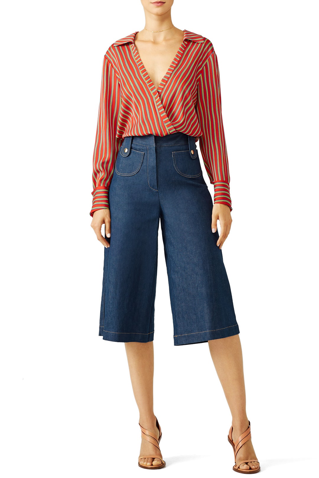 Red Stripe Wrap Top by Diane von Furstenberg 0
