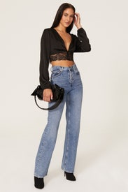 Lace Satin Crop Top by Hutch