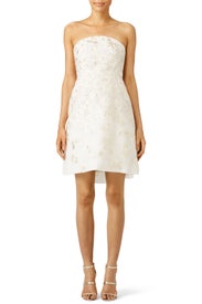 White Floral Flounce Back Dress by Lela Rose