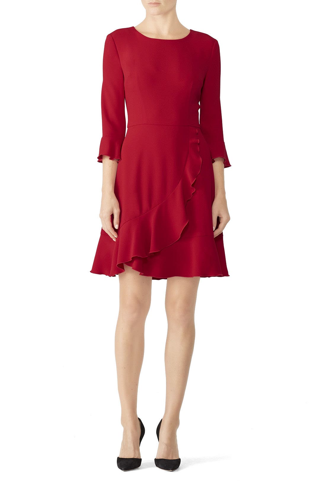 Crimson Red Ruffle Dress by Slate & Willow 0
