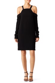 Black Off Shoulder Halter Dress by Tibi
