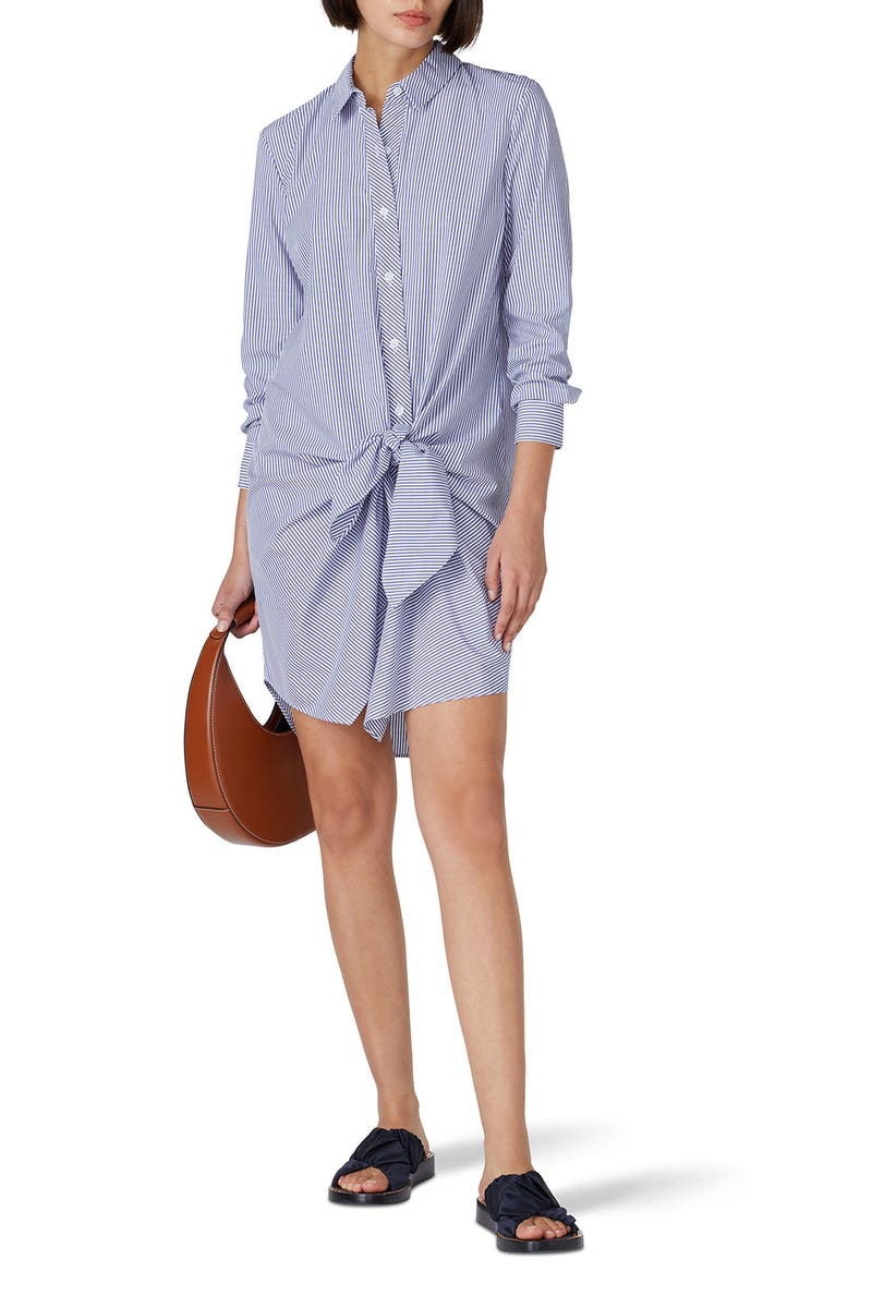Blue Stripe Tie Waist Shirtdress by Thakoon x RTR - Photo 0