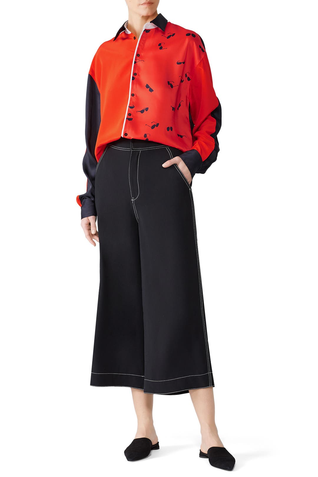 Sunglasses Colorblock Shirt by Victoria Victoria Beckham