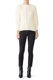 Ermita Cable Stitch Puff Sleeve Sweater by Apiece Apart