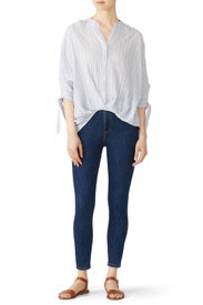 Blue Slouchy Button Top by Fleurtine