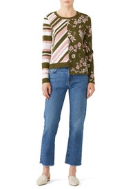 Twilight Floral Striped Pullover by Milly