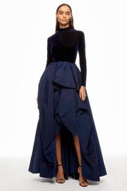Velvet High Neckline Gown by Marchesa Notte