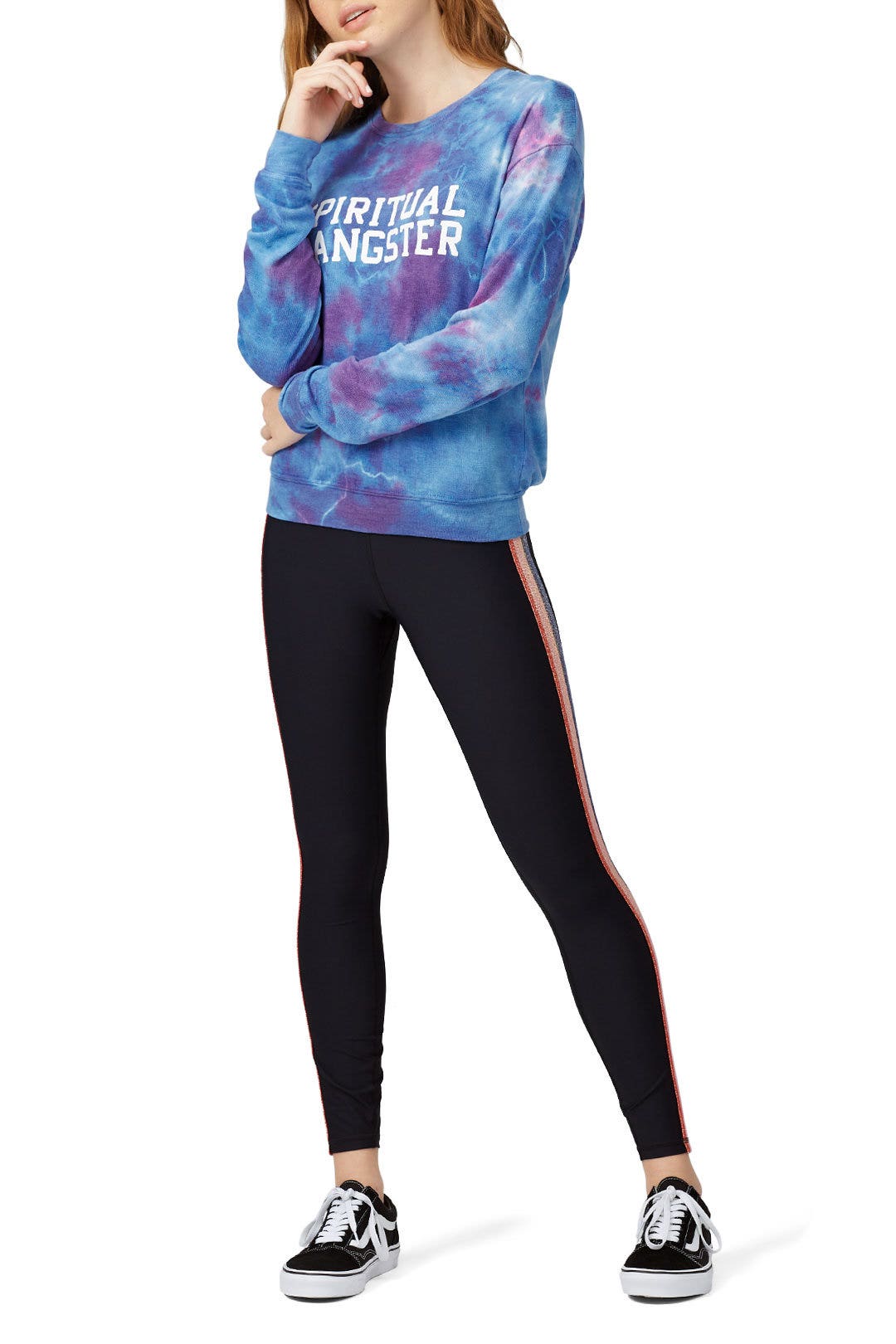 Black Side Stripe Leggings by Spiritual Gangster 0