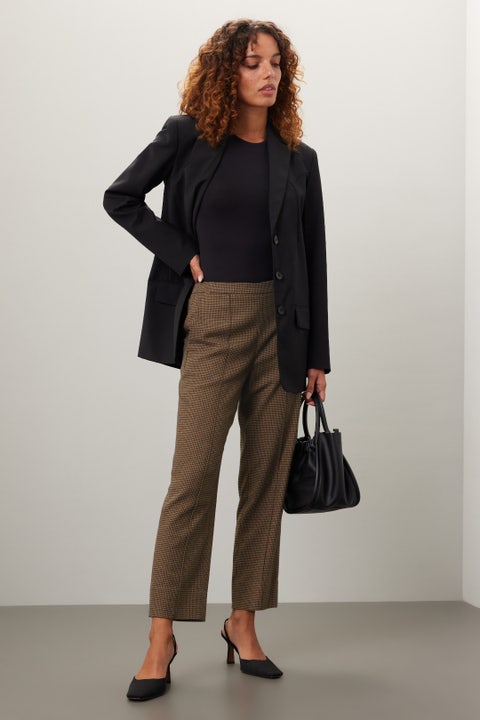 Final Sale | Men’s Purple Houndstooth Flat Front Pants by Inserch - Style P266