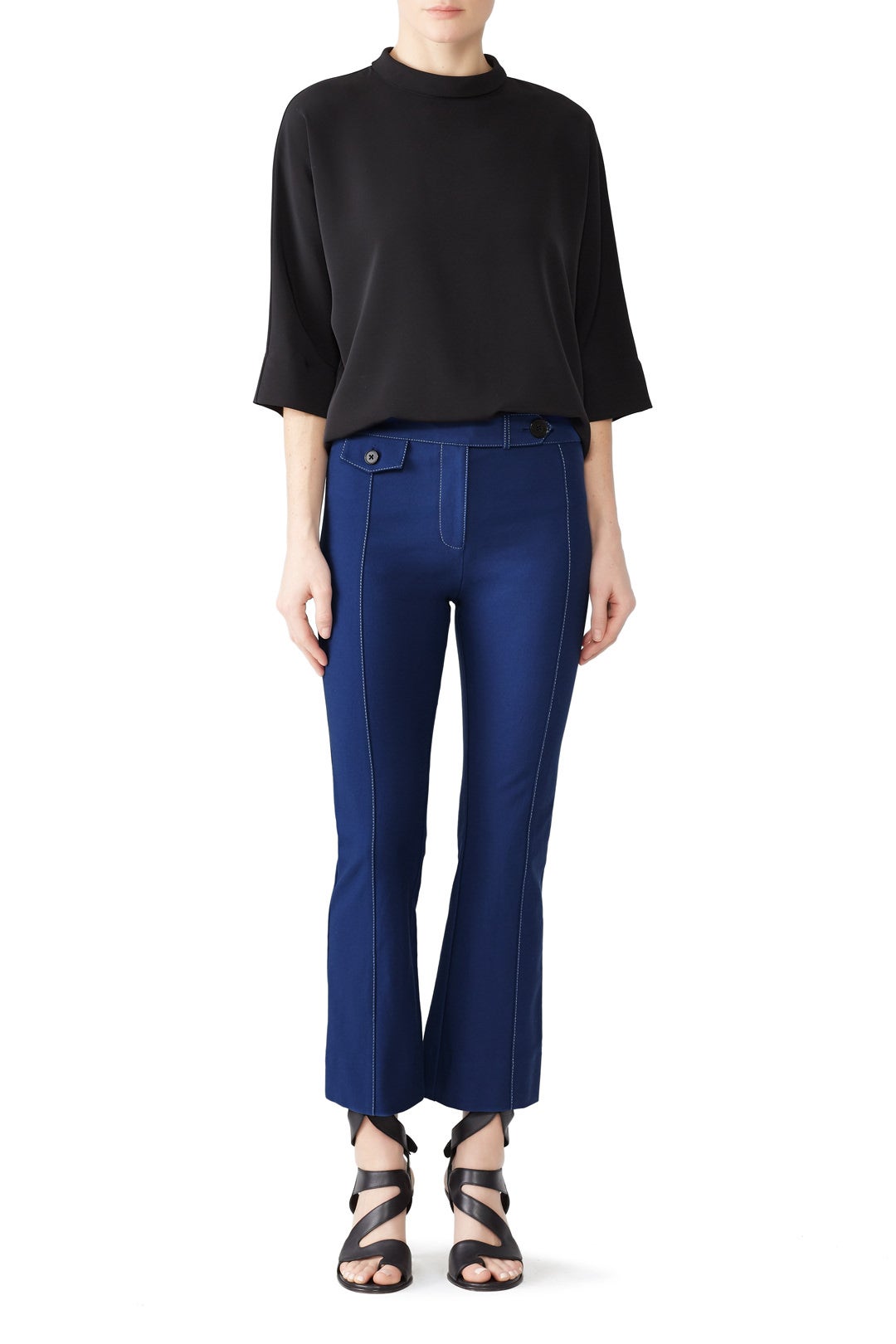 Military Blue Flared Trousers by Derek Lam 10 Crosby 0