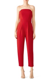 Red Strapless Jumpsuit by Jill Jill Stuart