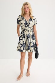 Poplin V-Neck Mini Dress by Marine Layer