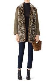 Contrast Faux Leopard Coat by Scotch & Soda