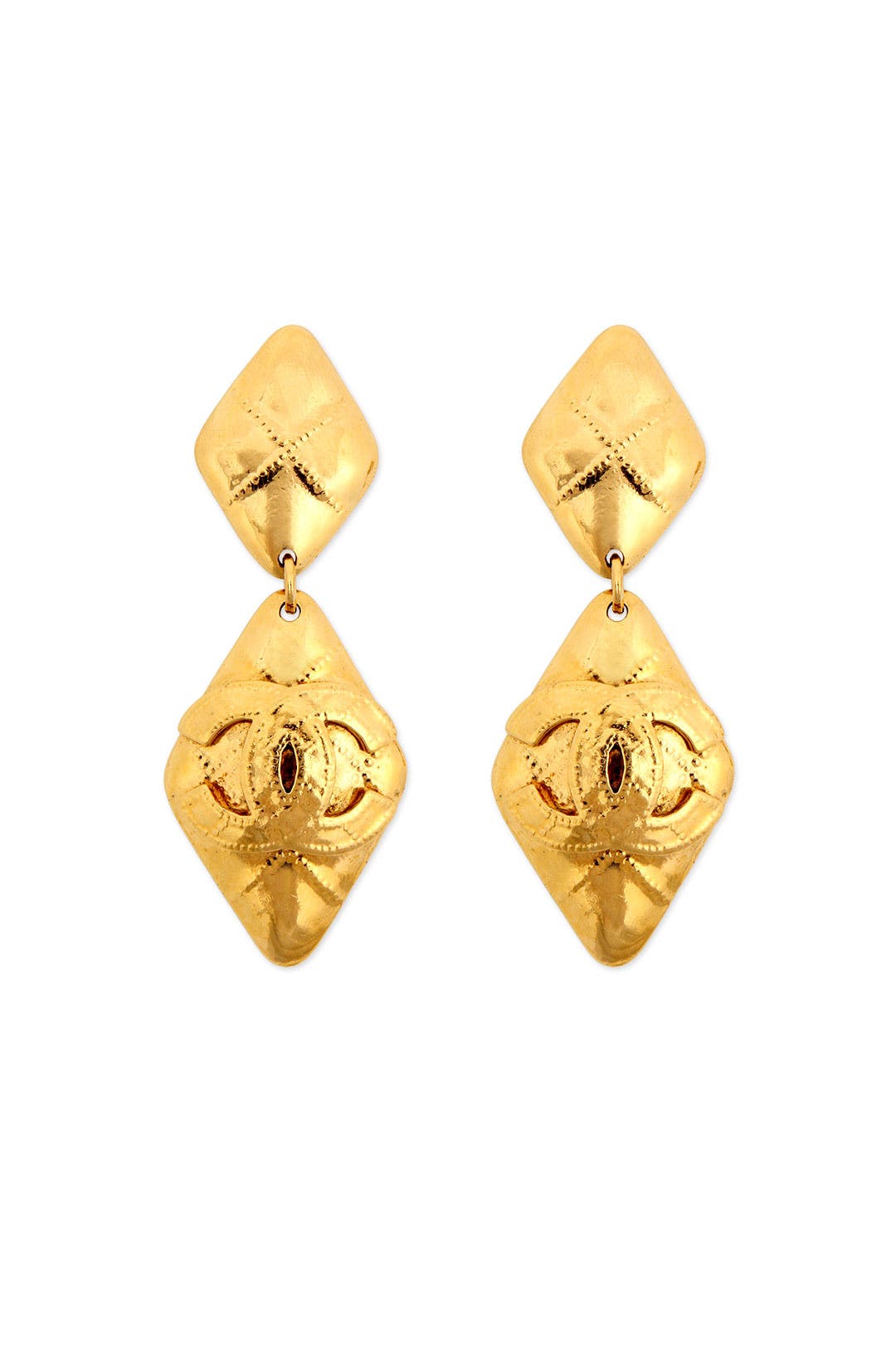 Vintage Chanel Quilted Diamond Drop Earrings by WGACA Vintage for $150 ...