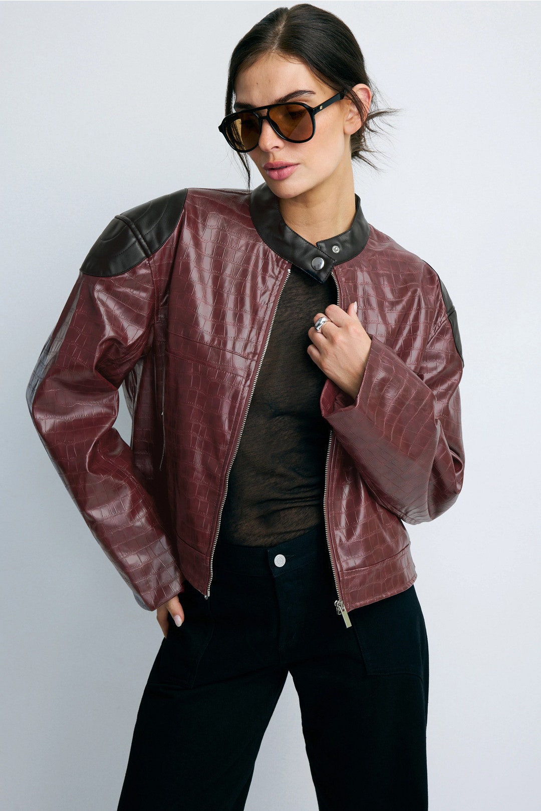 Cropped Biker Jacket by WEWOREWHAT 0