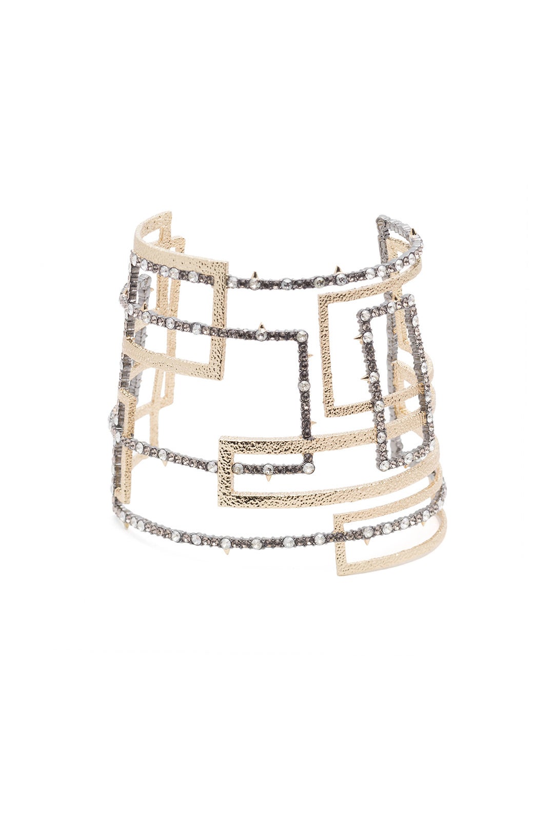 Crystal Encrusted Brutalist Cuff by Alexis Bittar