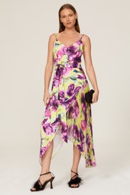 Multicolored Pleated Dress by Badgley Mischka