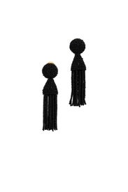 Black Short Tassel Earrings by Oscar de la Renta