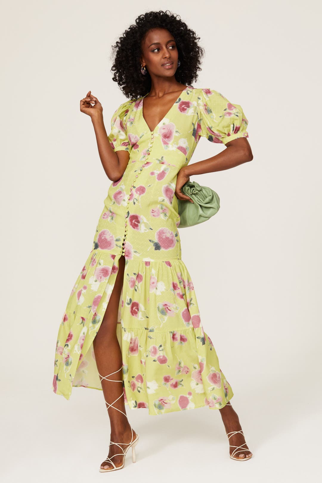 【関税&送料込】Rotate Birger Christensen Long Floral Dress ROTATE BIRGER CHRISTENSEN Floral-print satin-jacquard midi