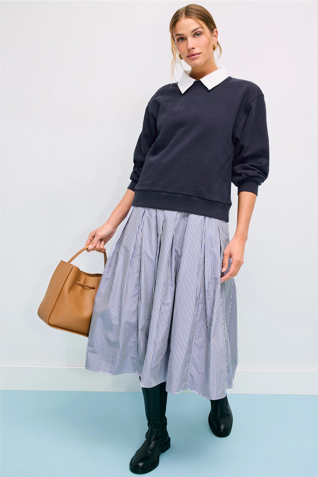 Layered Sweatshirt Midi Dress