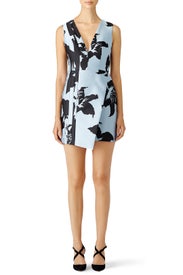 Blue Hibiscus V-Neck Dress by J. Mendel