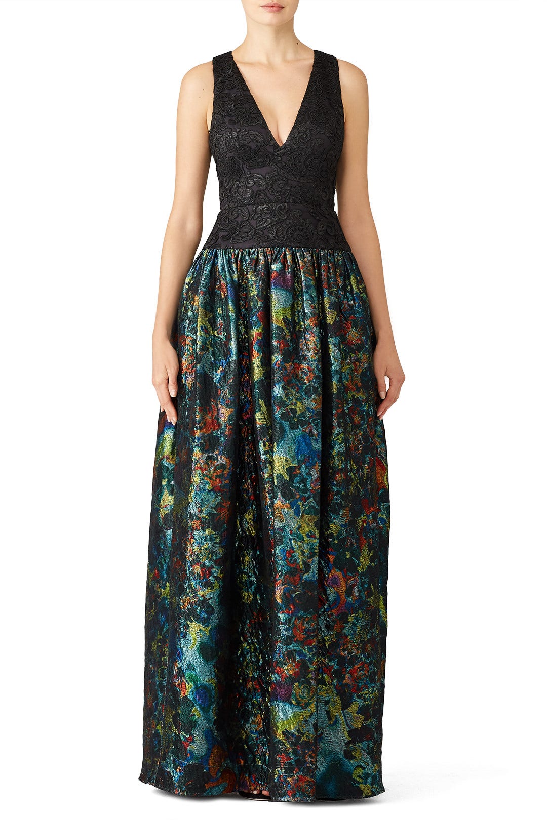 Teal Metallic Gown by ML Monique Lhuillier 0