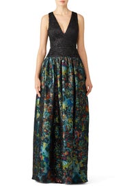 Teal Metallic Gown by ML Monique Lhuillier