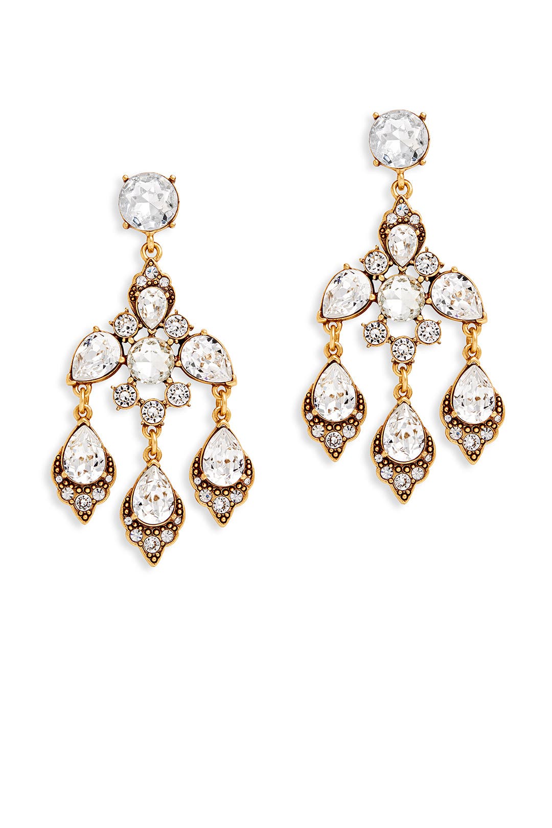 Crystal and Gold Chandelier Earrings by Oscar de la Renta for 65 Rent the Runway