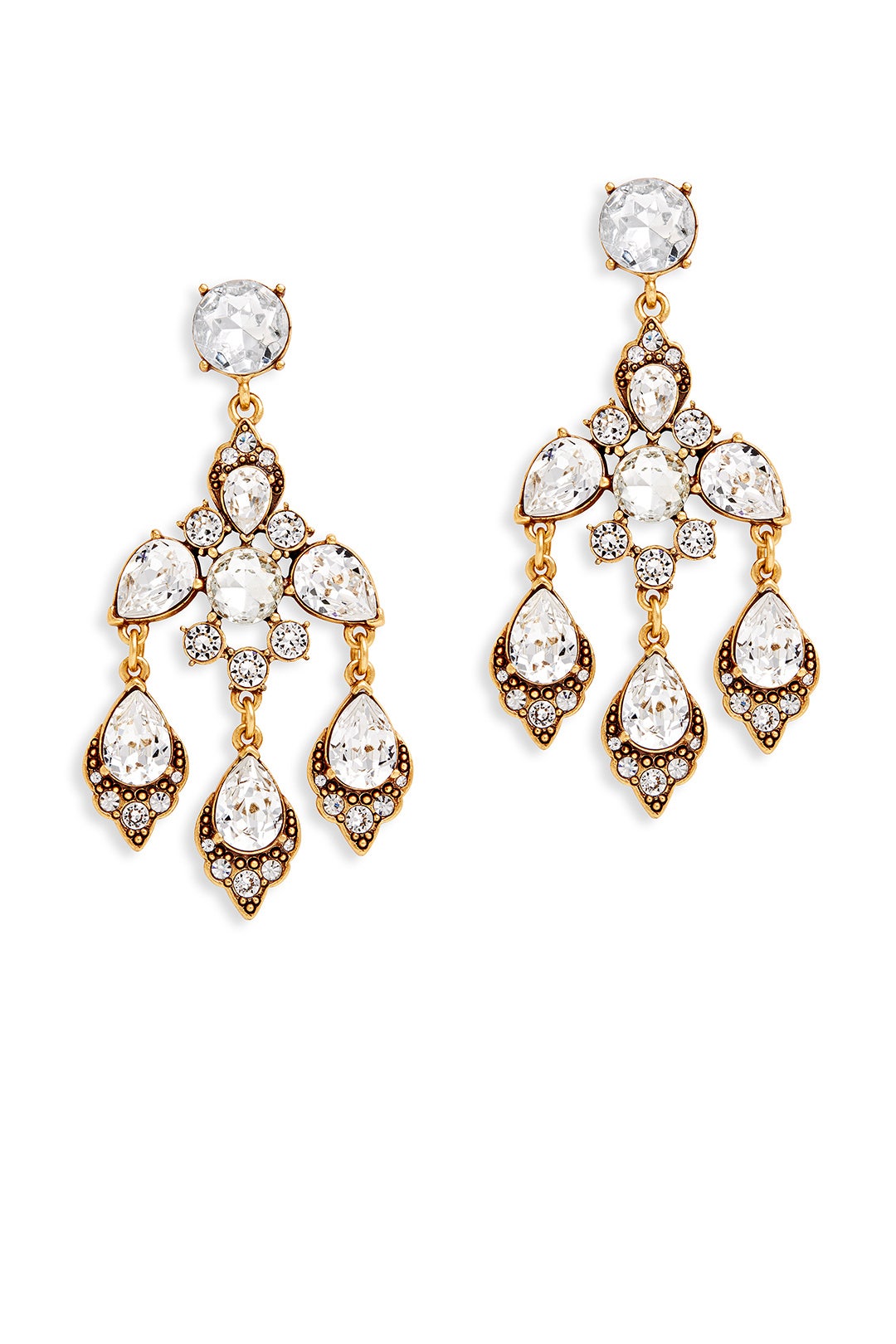 Crystal and Gold Chandelier Earrings by Oscar de la Renta 1