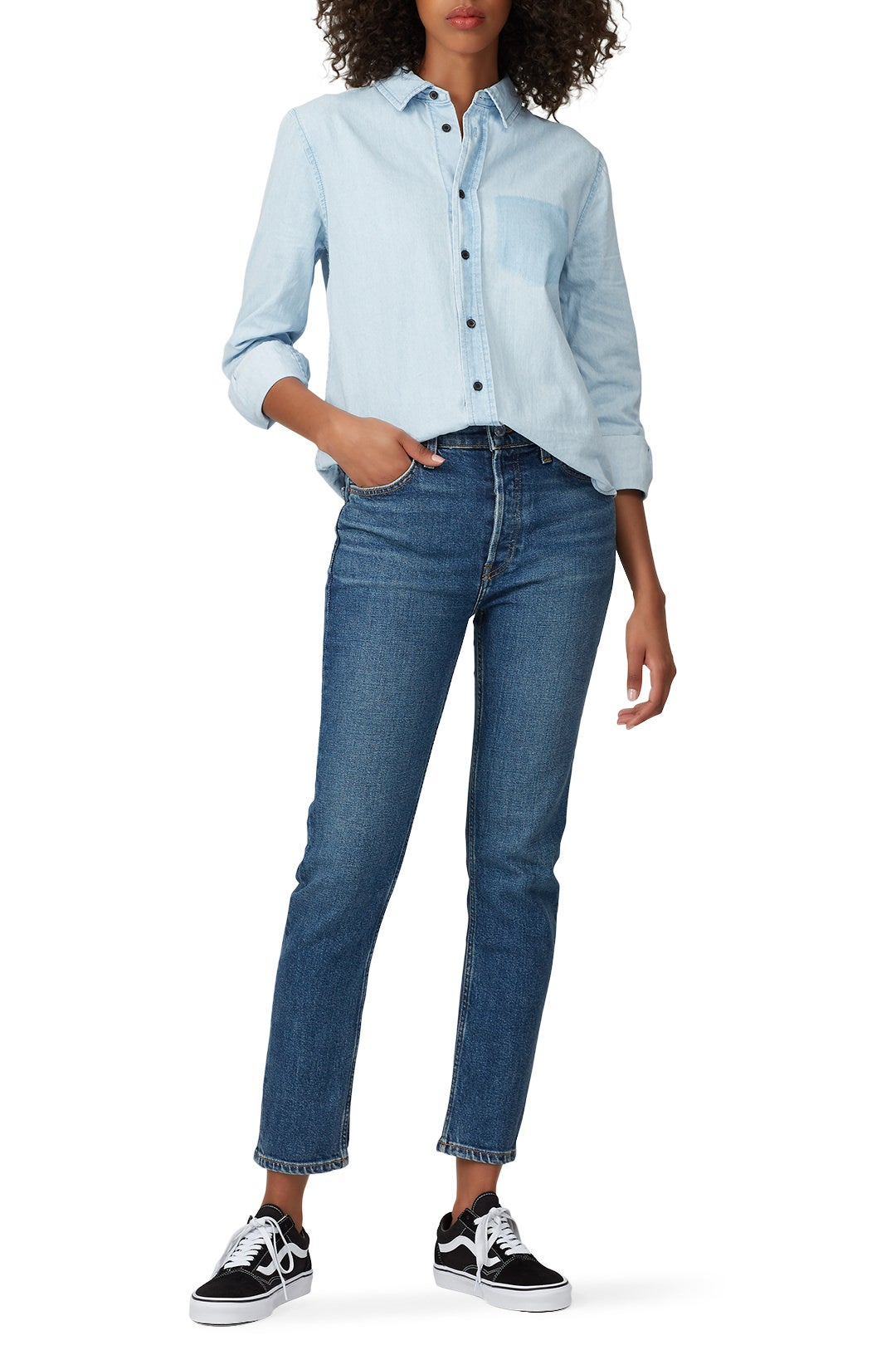 Medium Wash High Rise Ankle Crop Jeans by RE/DONE 0