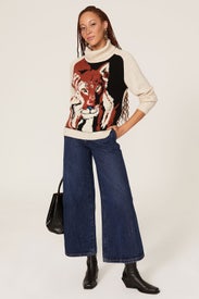 Kinka Graphic Turtleneck Sweater by Aldomartins