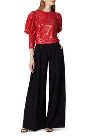 Red Sequin Kyra Top by Allen Schwartz