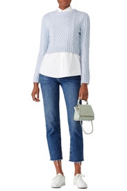 Cropped Cable Sweater by Milly