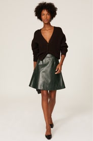 Croc Embossed Faux Leather Skirt by Natori