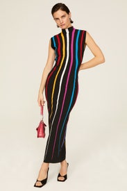 Rainbow Striped Midi Dress by Victor Glemaud